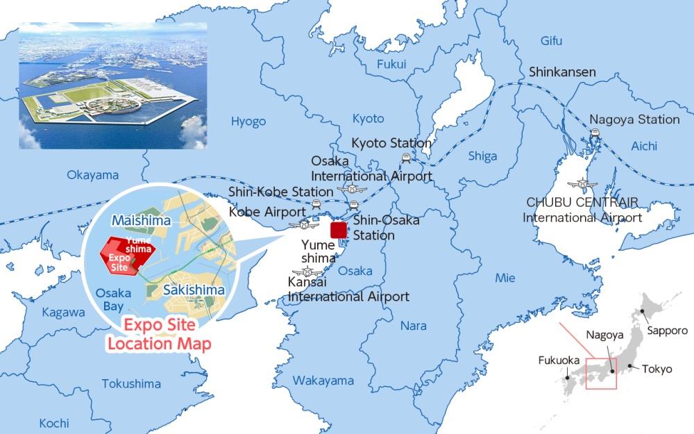 Der Expo 2025 wird auf der künstlich angelegten Kumeshima Island stattfinden. Der Expo 2025 wird auf der künstlich angelegten Kumeshima Island stattfinden.